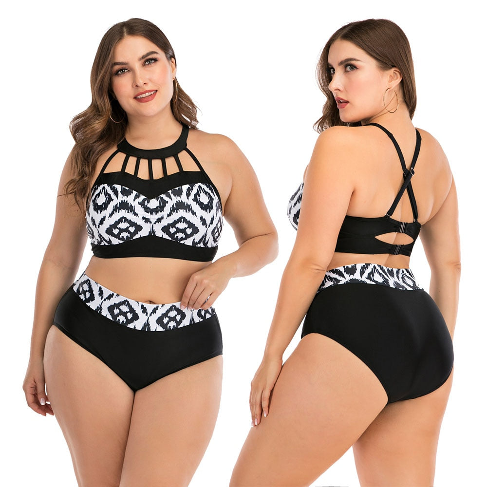 Dwuczęściowy Strój Kąpielowy Plus Size W Egzotyczne Wzory