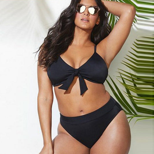 Dwuczęściowy Strój Kąpielowy Plus Size Z Podwyższonym Stanem