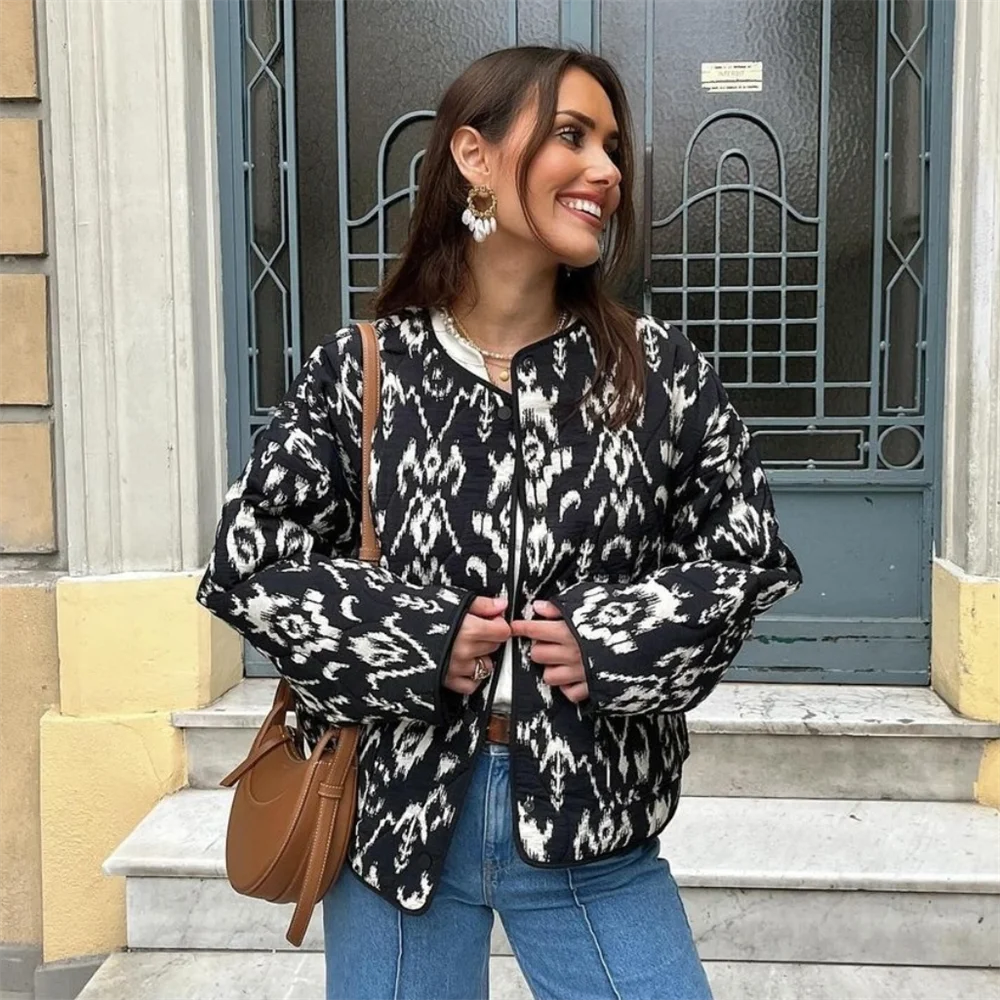 Plisowana Kurtka Z Nadrukiem