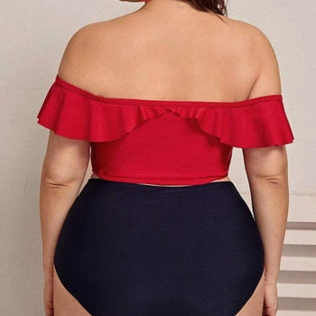 Dwuczęściowy Strój Kąpielowy Plus Size W Stylu Hiszpańskim