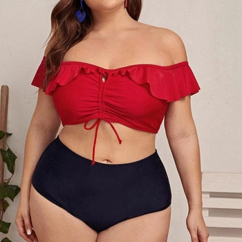 Dwuczęściowy Strój Kąpielowy Plus Size W Stylu Hiszpańskim