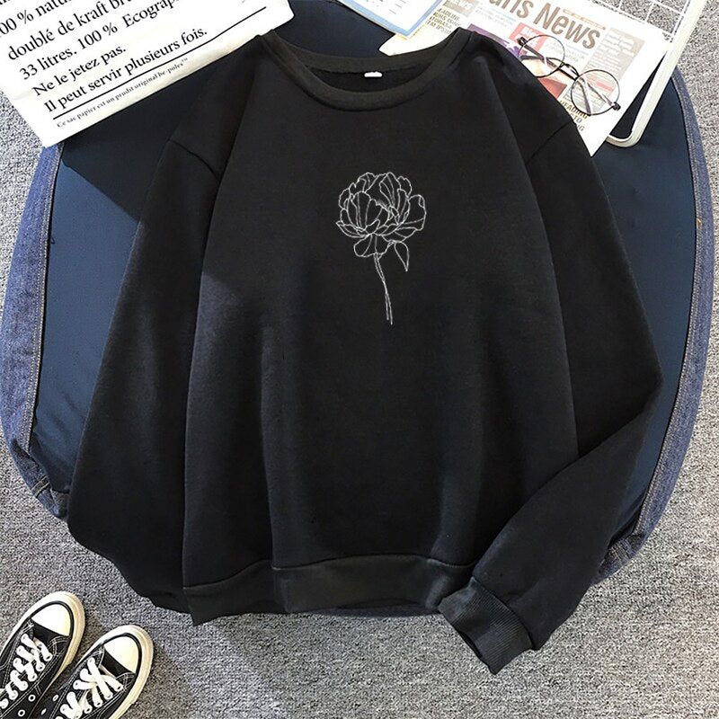 Bluza Z Kapturem I Nadrukiem Kwiatka