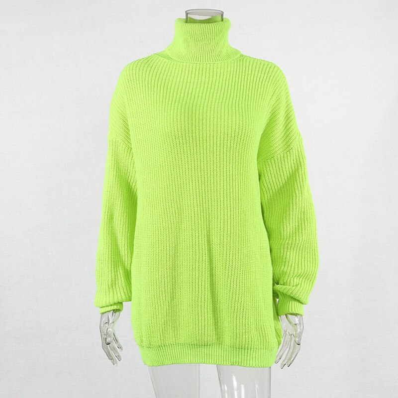 Sweter Z Golfem W Neonowych Kolorach