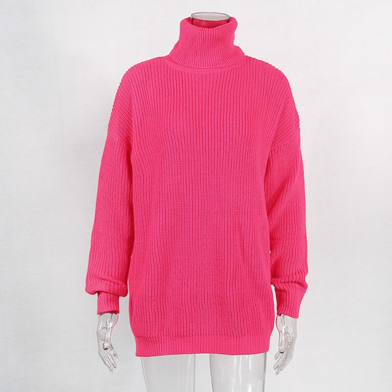 Sweter Z Golfem W Neonowych Kolorach