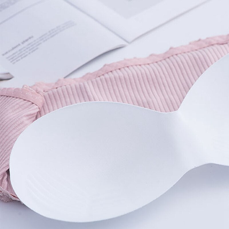 Biustonosz Bandeau Prążkowany Z Koronkowym Wykończeniem