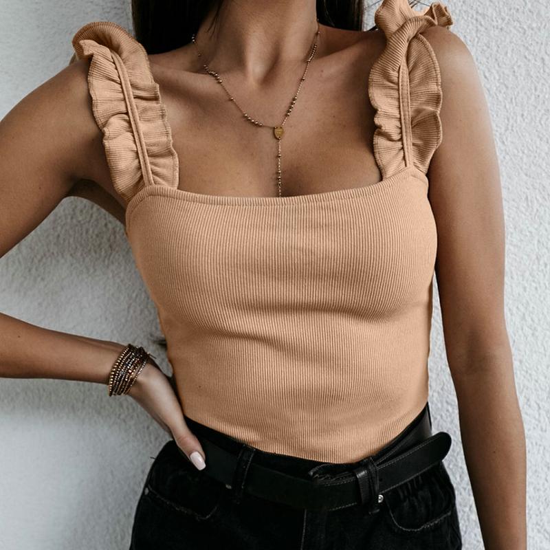 Tank Top Z Falbanką Na Ramiączkach