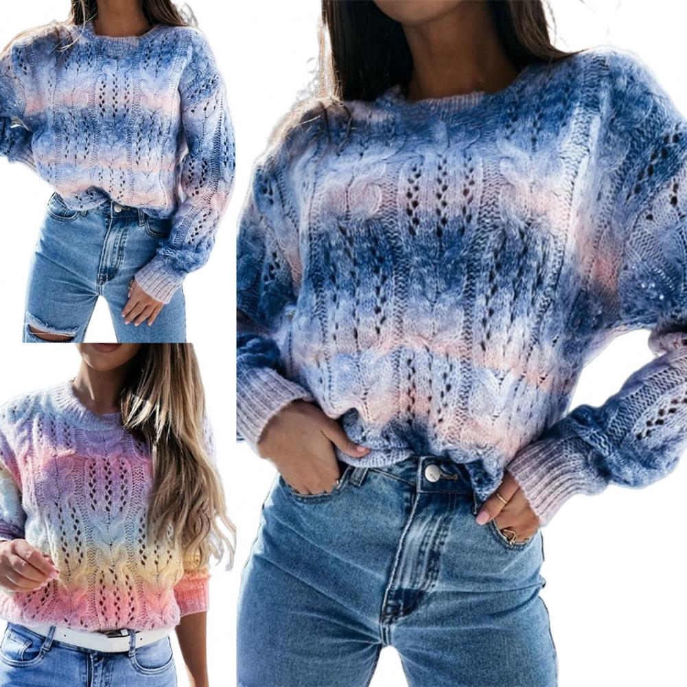 Sweter Dziergany Z Ozdobnym Splotem