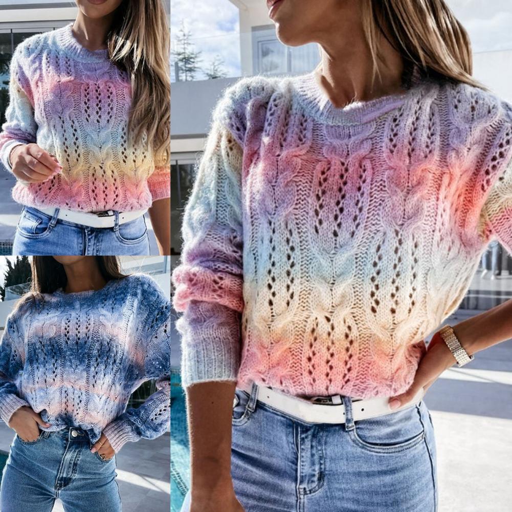 Sweter Dziergany Z Ozdobnym Splotem