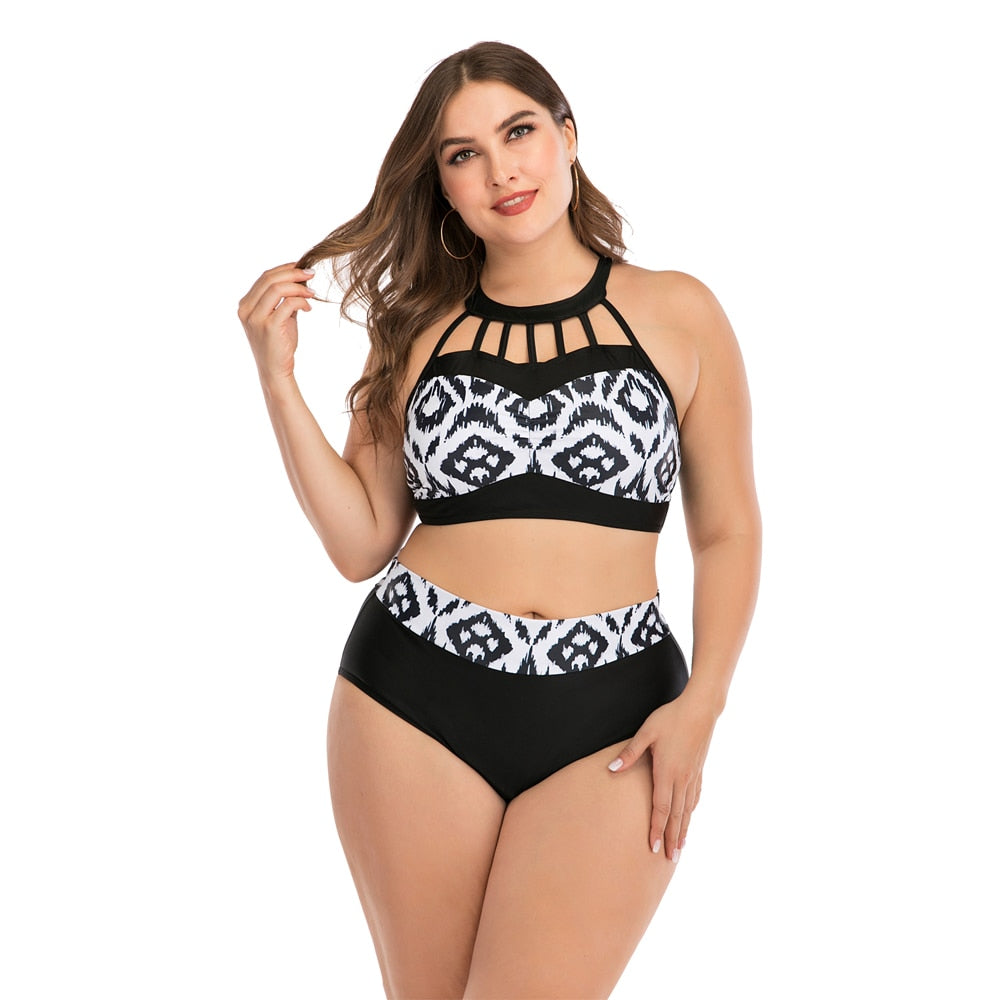 Dwuczęściowy Strój Kąpielowy Plus Size W Egzotyczne Wzory