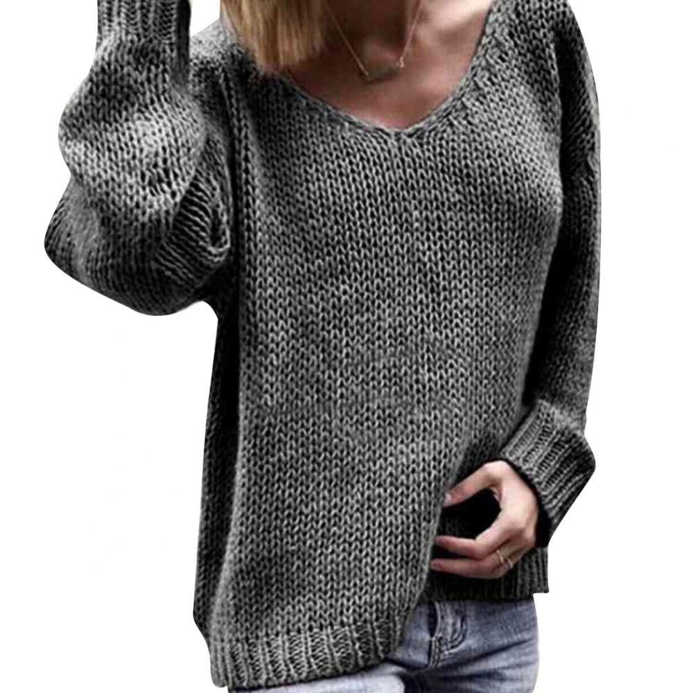 Sweter Dziergany Z Dekoltem W Serek